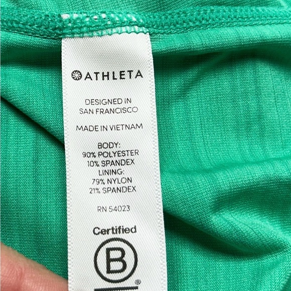 Athleta Green Pacifica Contoured 1/4 Zip Fitted Short Sleeve Tee Size L - Picture 3 of 7